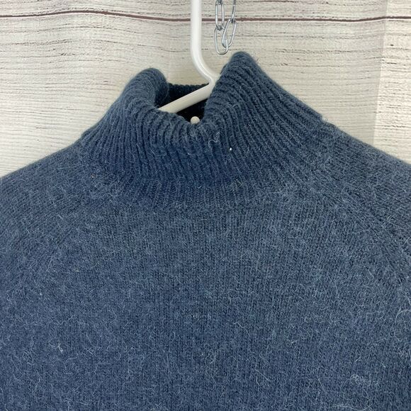J. Crew Women Blue Wool Alpaca Blend Turtleneck Pullover Sweater Size M - Picture 2 of 8